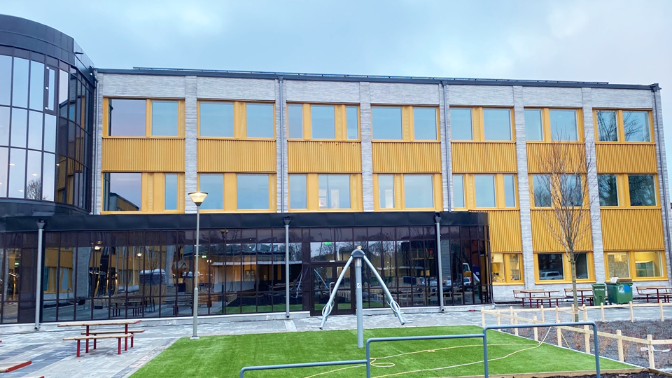 Bild på bygget nya Brantingsskolan