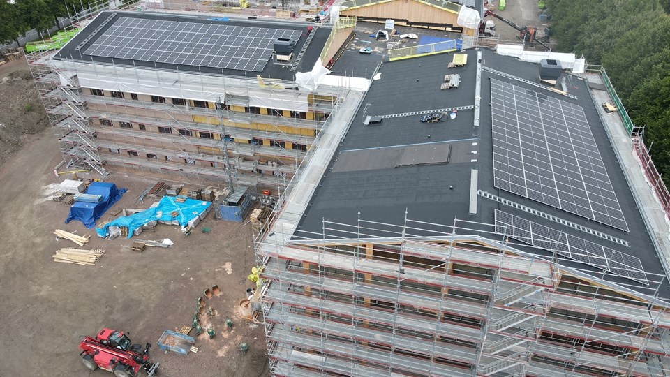 Bild på  bygget av nya Kvarngärdesskolan