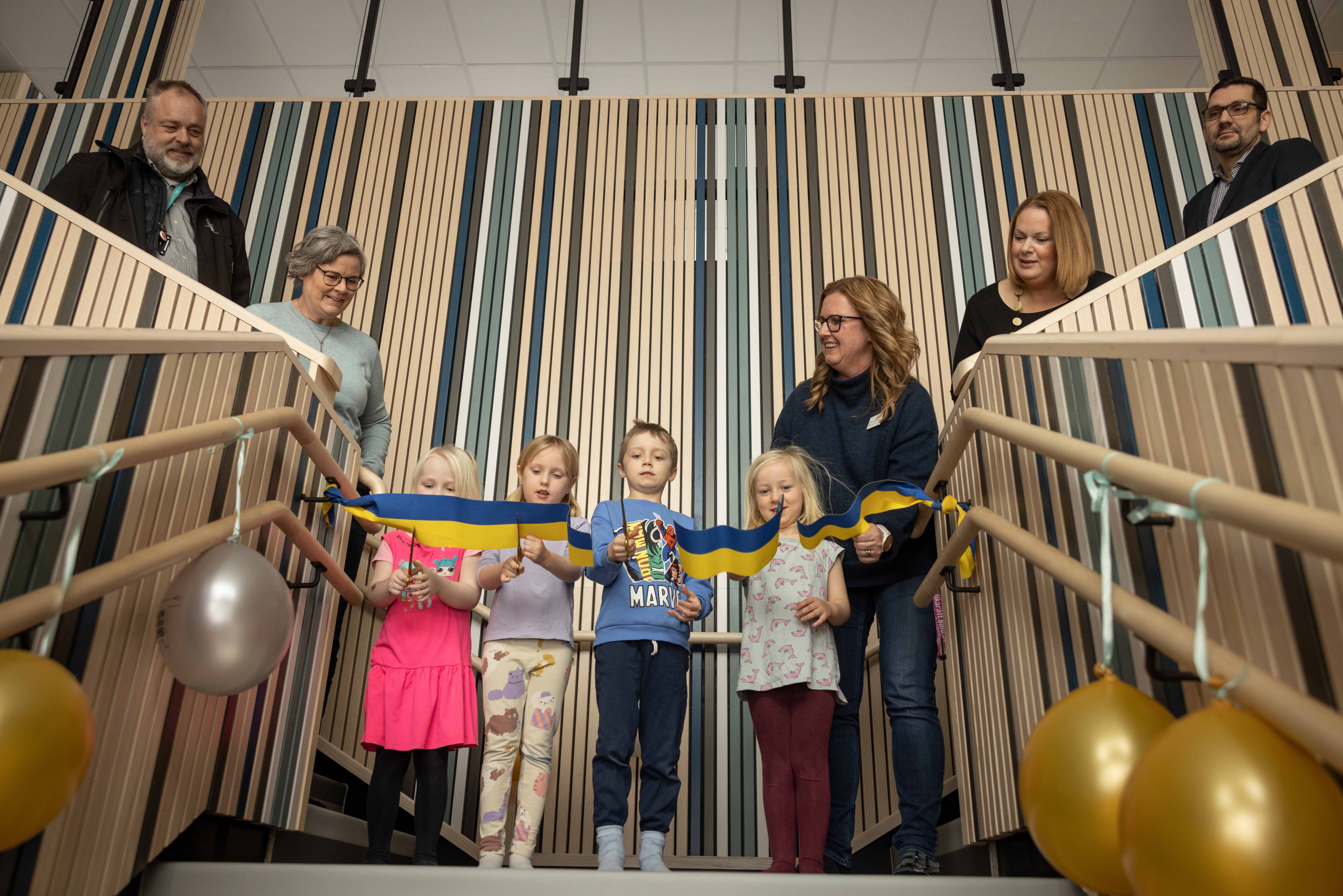 Bandklippning på invigning av Rosendals Nya Förskola