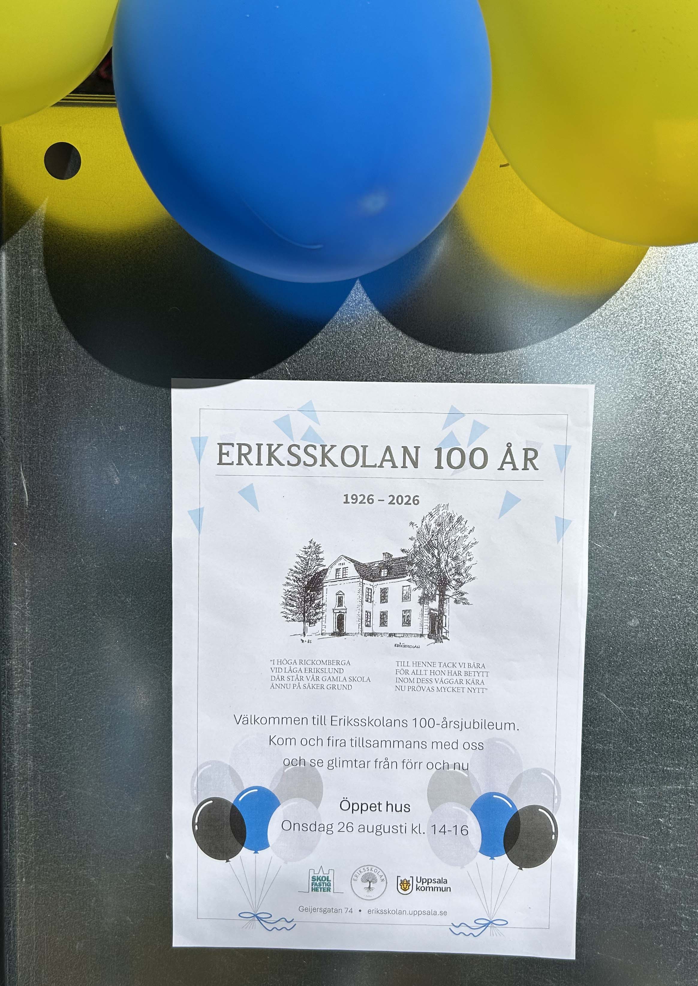 Inbjudan Till Eriksskolans 100 årsjubileum