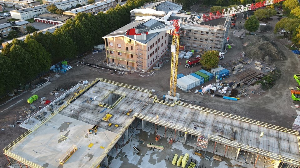 Bild på bygget av nya Kvarngärdeskolan 
