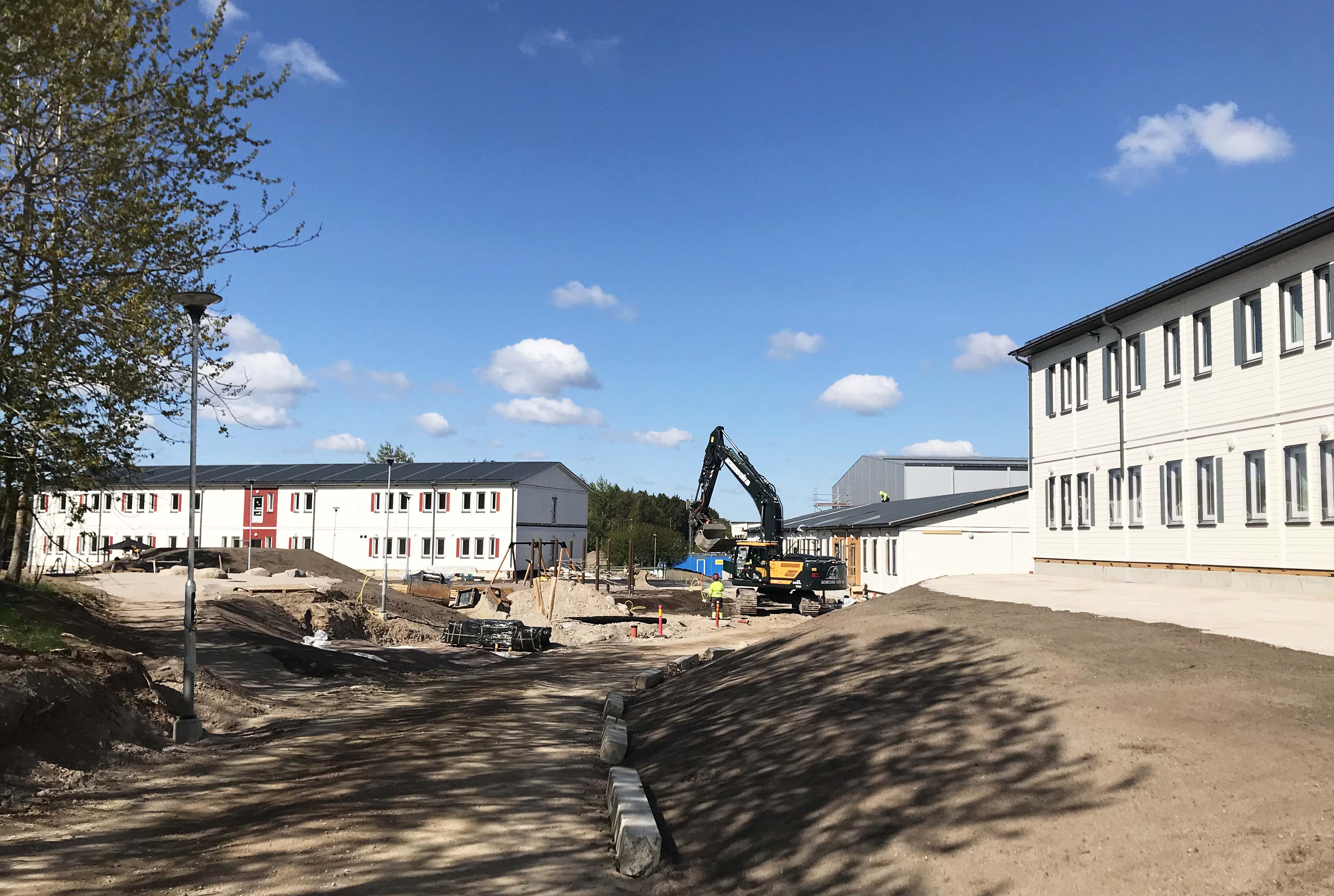 Kvarngärdesskolans moduluppställning.