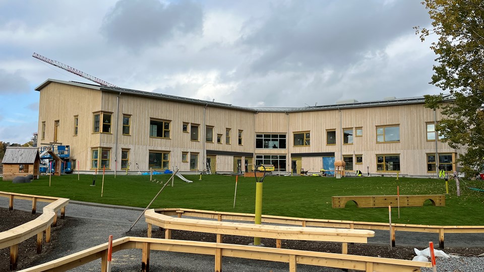 Bild på bygget av Rosendals nya förskola