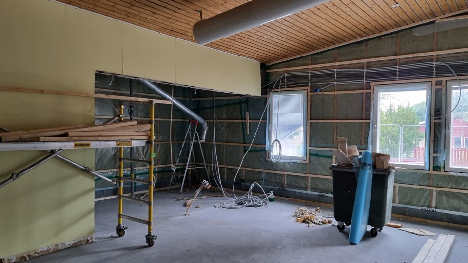 Renoveringsarbete inomhus på Björkvallsskolan